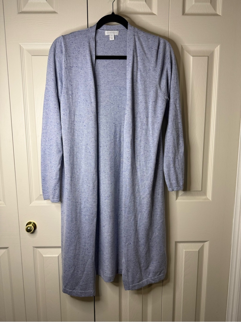 Open-Front Longline Cardigan Sweater - Light Blue